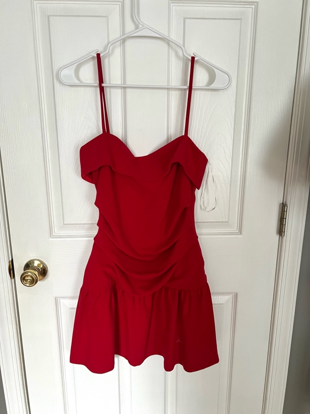 Elegant Red Ruffle-Trim Mini Dress